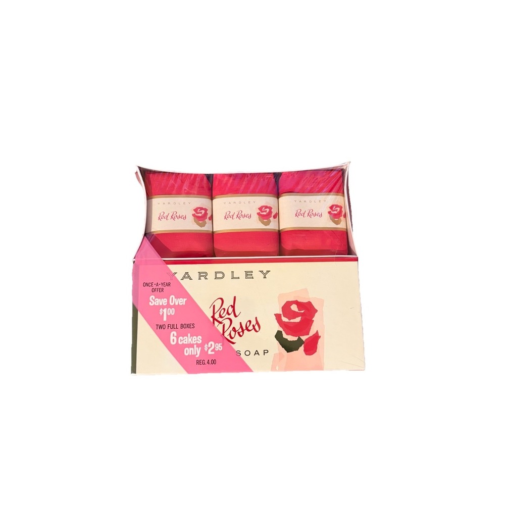 Vtg 70s YARDLEY Red roses Soap Bars Set of‎ 6 New in Package Walgreens Exclusive